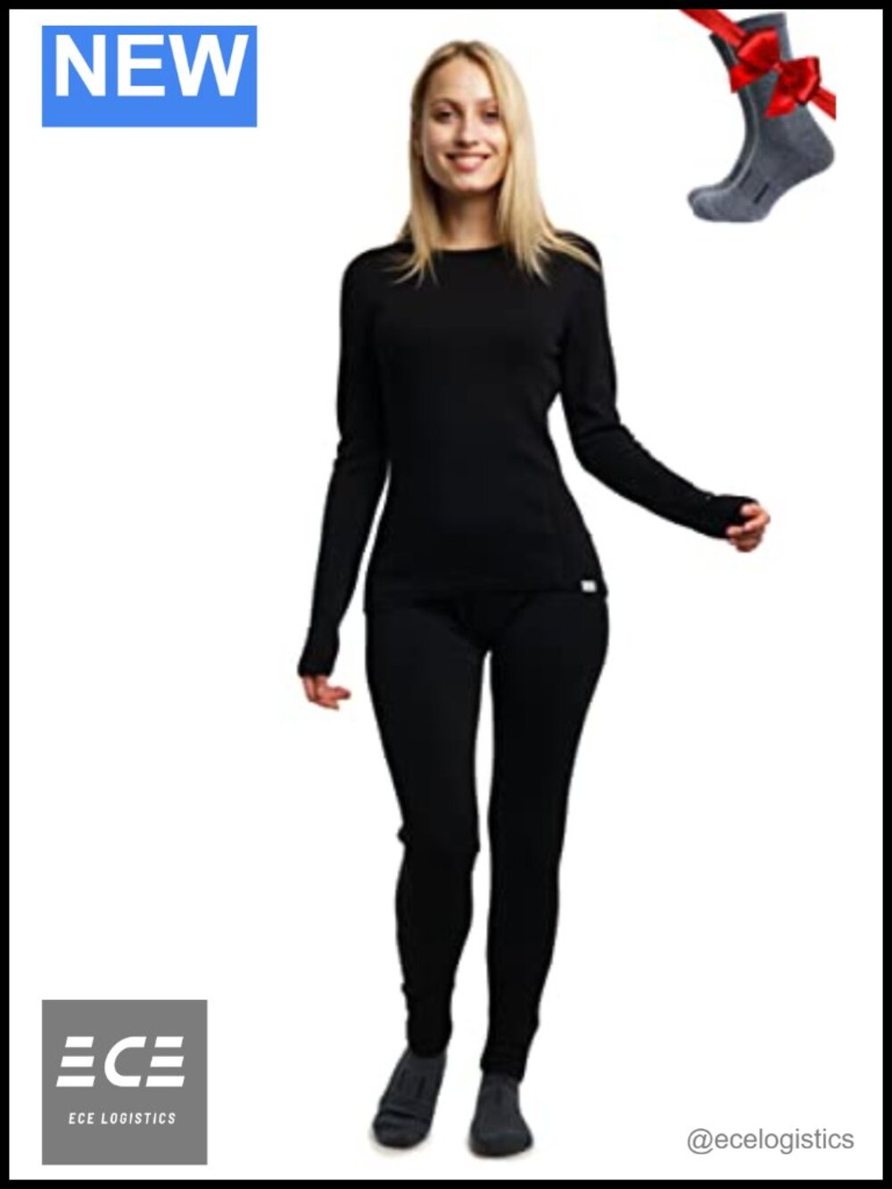 100% Merino Wool Base Layer Set Women 320gsm Thermal Top & Bottom